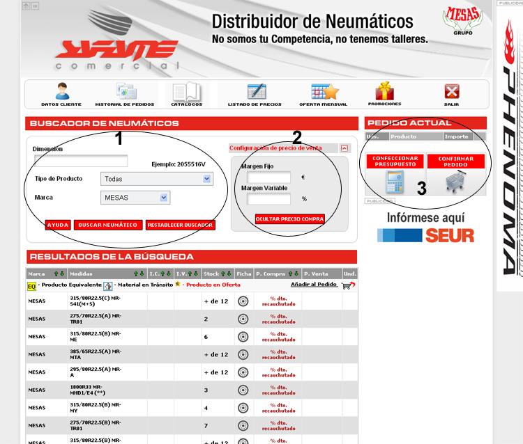 Pagina inicial del &Aacute;rea de lientes o Extranet